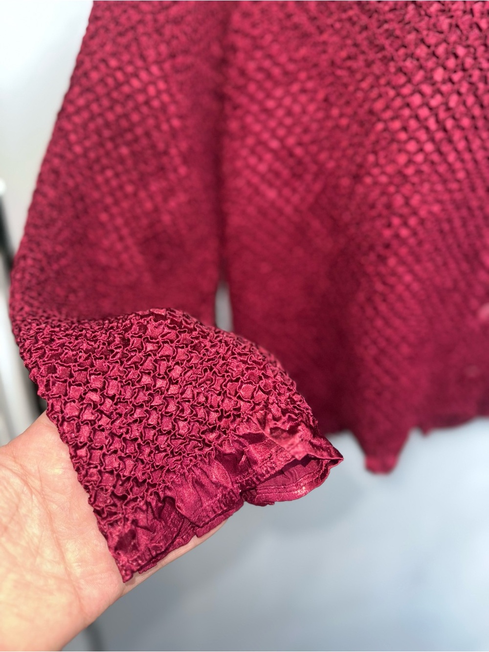 Bala Textured Button-Down Shirt in Deep Raspberry - Picture 4 of 7